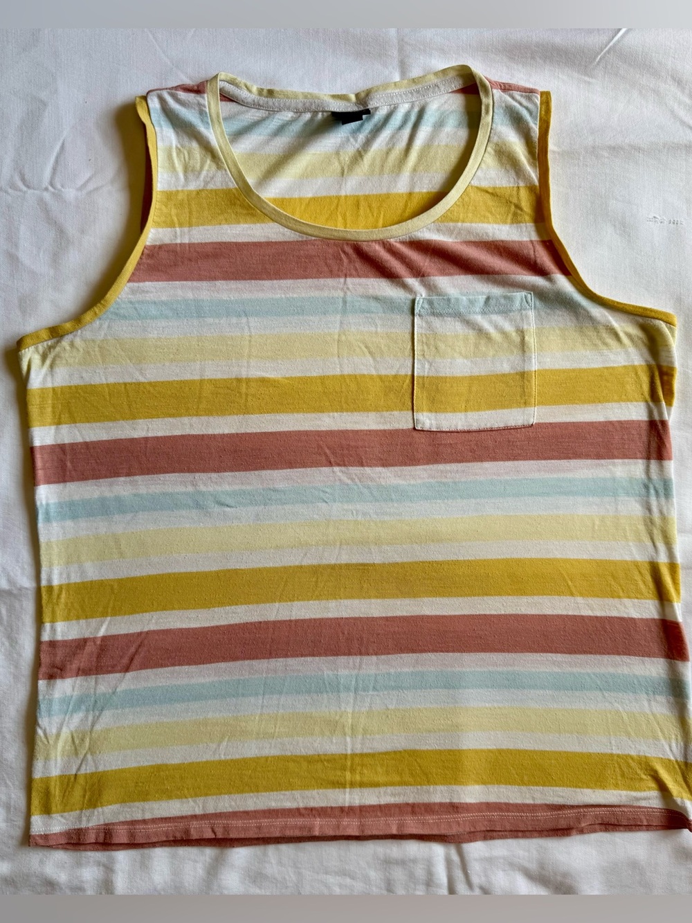 Patagonia Women’s Striped Pocket Tank Top in Mustard, Rust & Cream size L